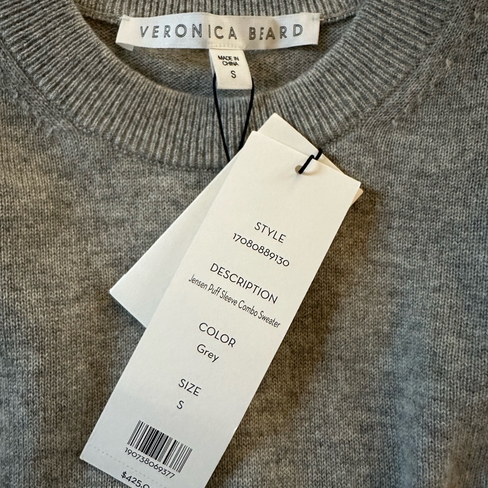 NWT | Veronica Beard ‘Jensen’ Puff Sleeve Cashmere Sweater w/ Blouse Bottom - Picture 10 of 11